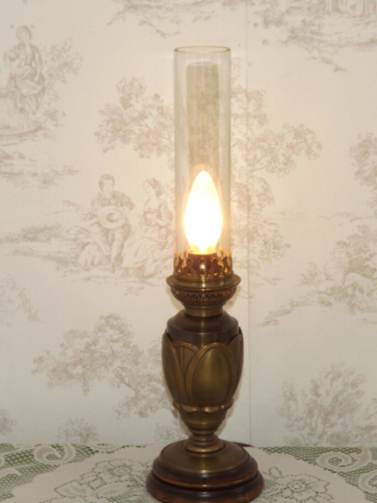 Bronze and glass table lamp, Art Nouveau