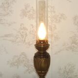 Lampe à poser en bronze et verre, Art Nouveau