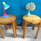 Pair of 70s pine stools
