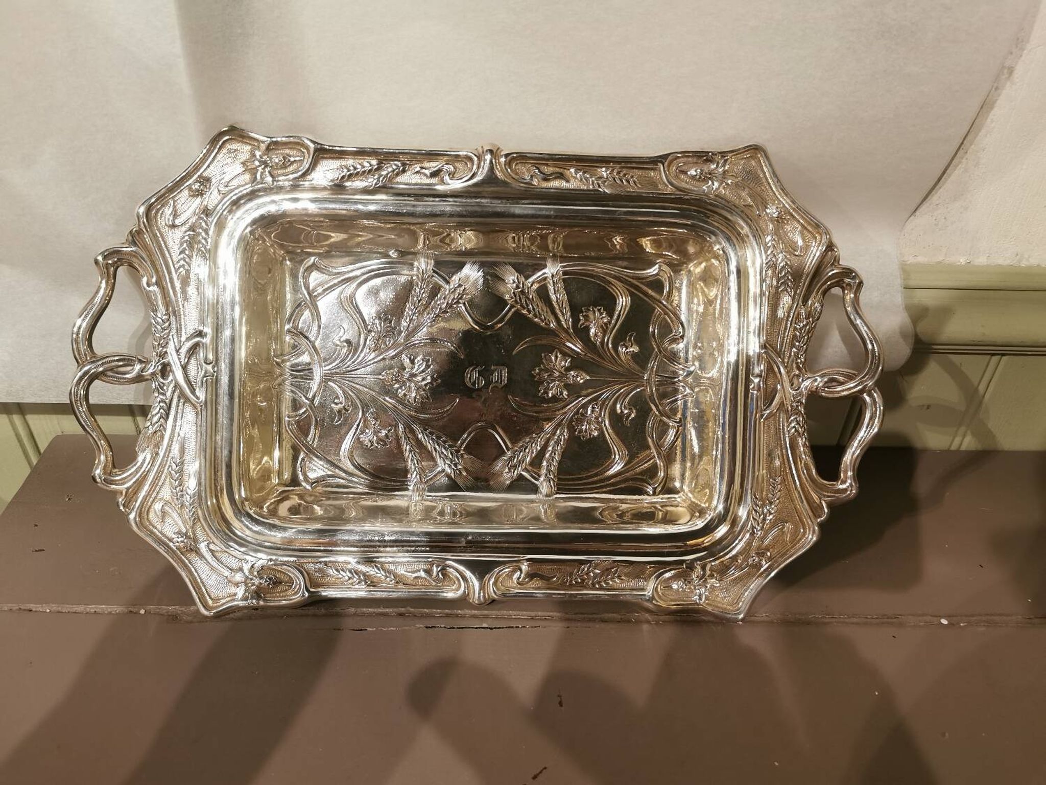 Art Nouveau silver-plated metal centerpiece by Armand Frenais