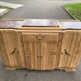 Renovated vintage art deco Parisian sideboard in solid wood and pink marble 160cm