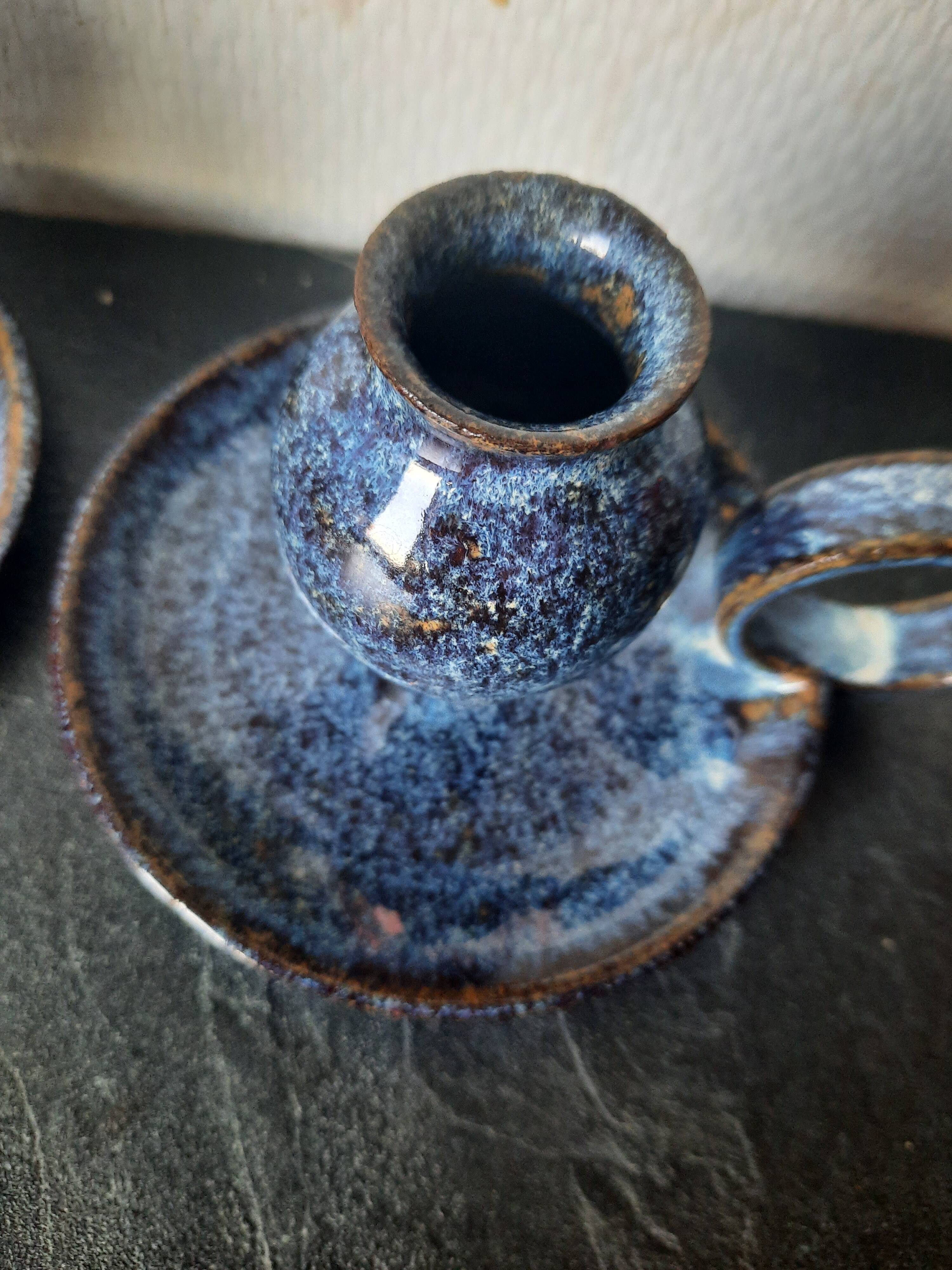 Pair of ceramic candle holders