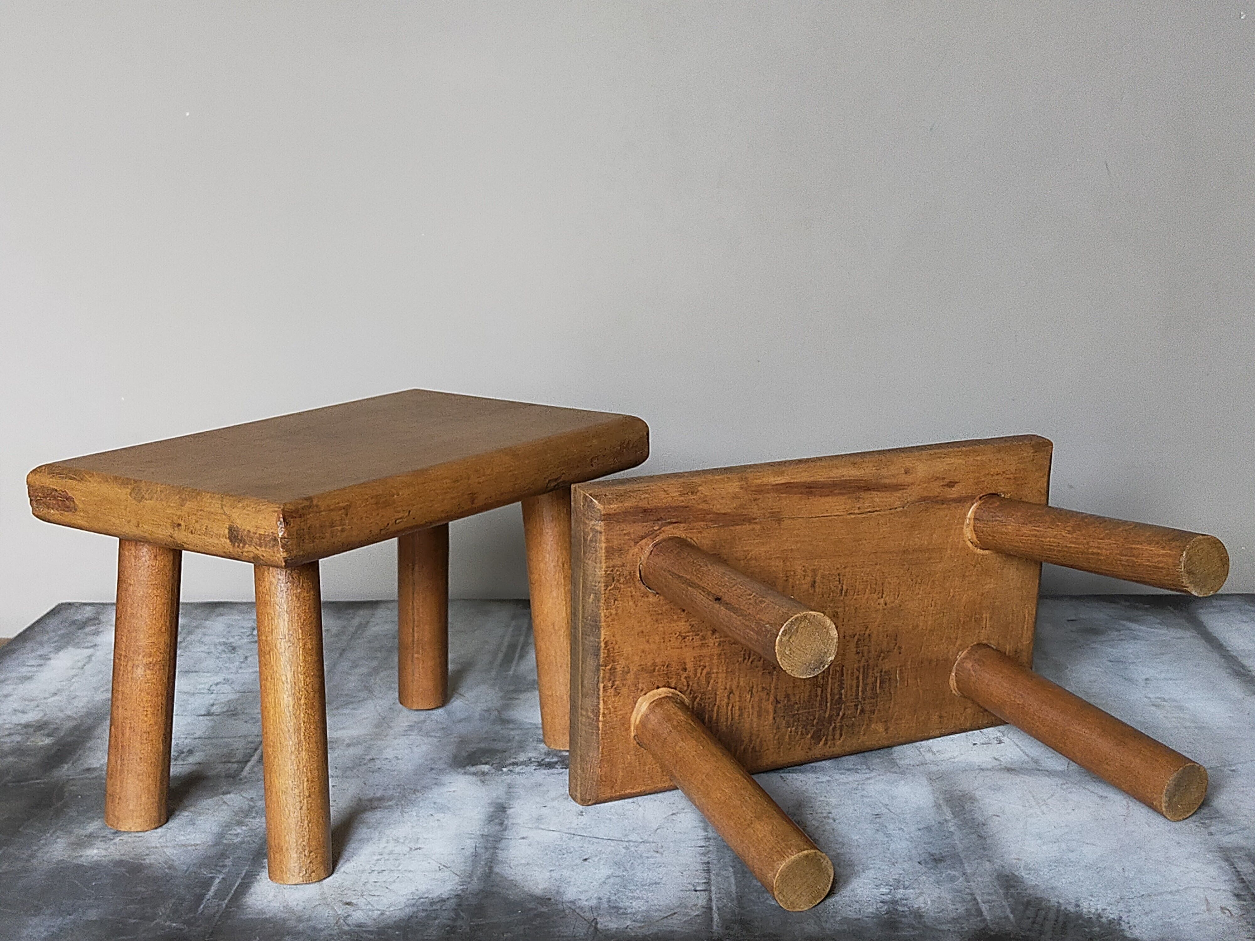 Pair of vintage oak footrests