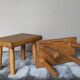 Pair of vintage oak footrests