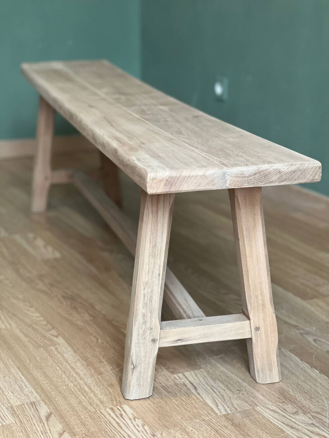 Solid wood farmhouse bench
