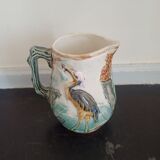 Wasmuel style slip pitcher heron decoration