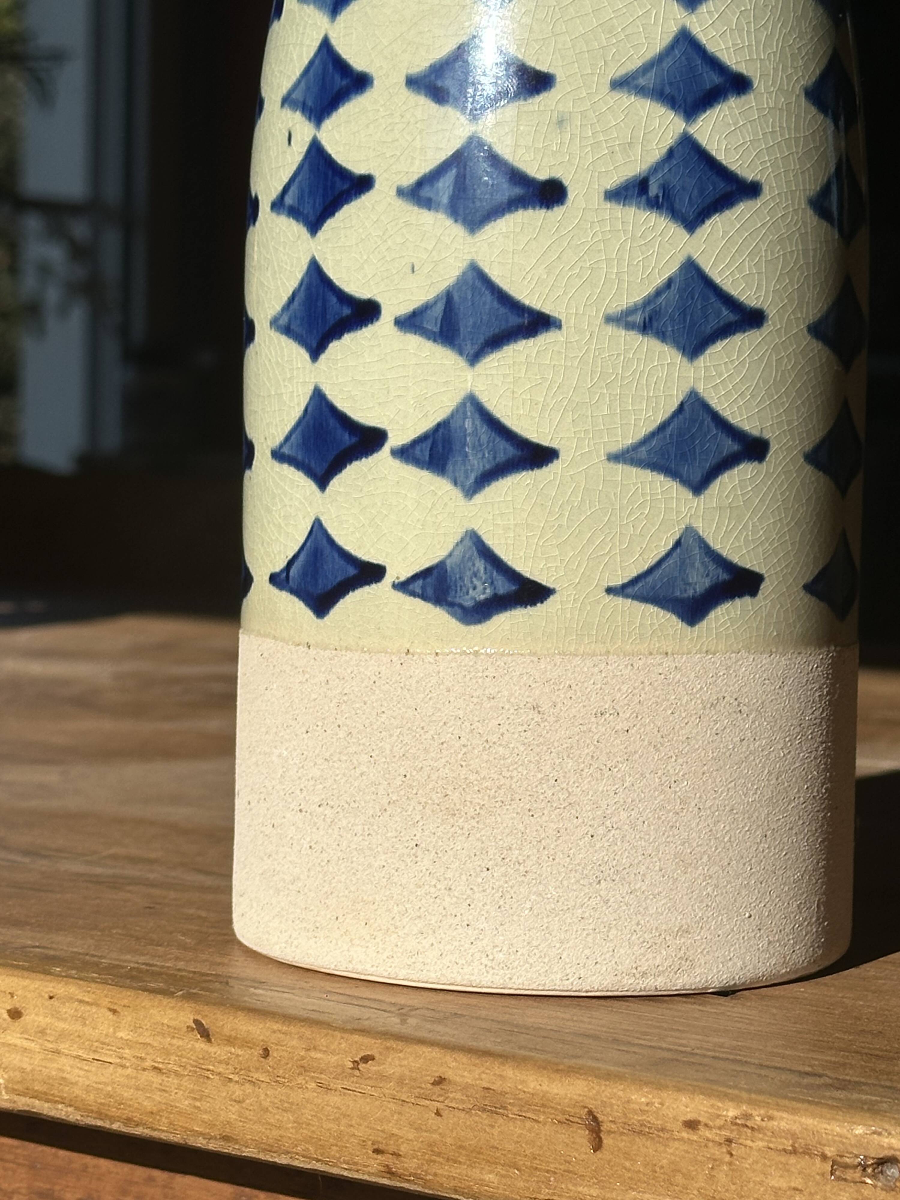 Large ceramic vase — blue pattern