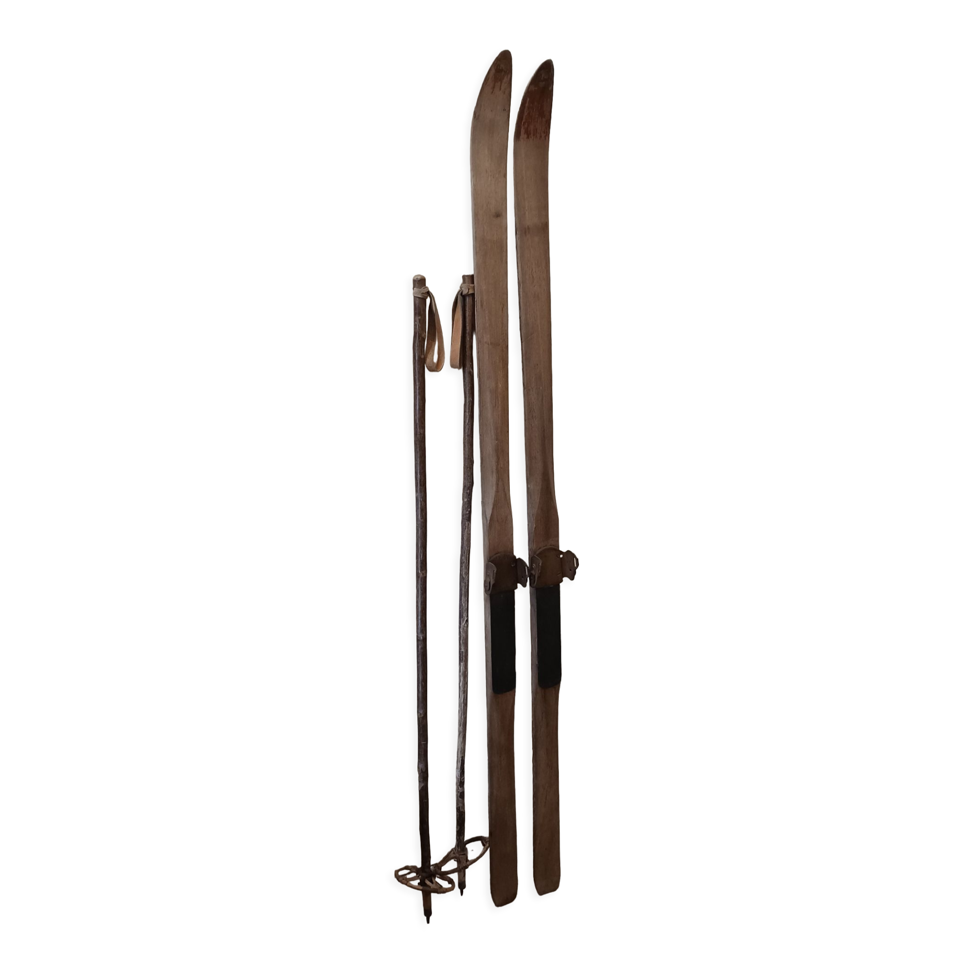Old pair ski wood REKORD