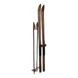 Old pair ski wood REKORD