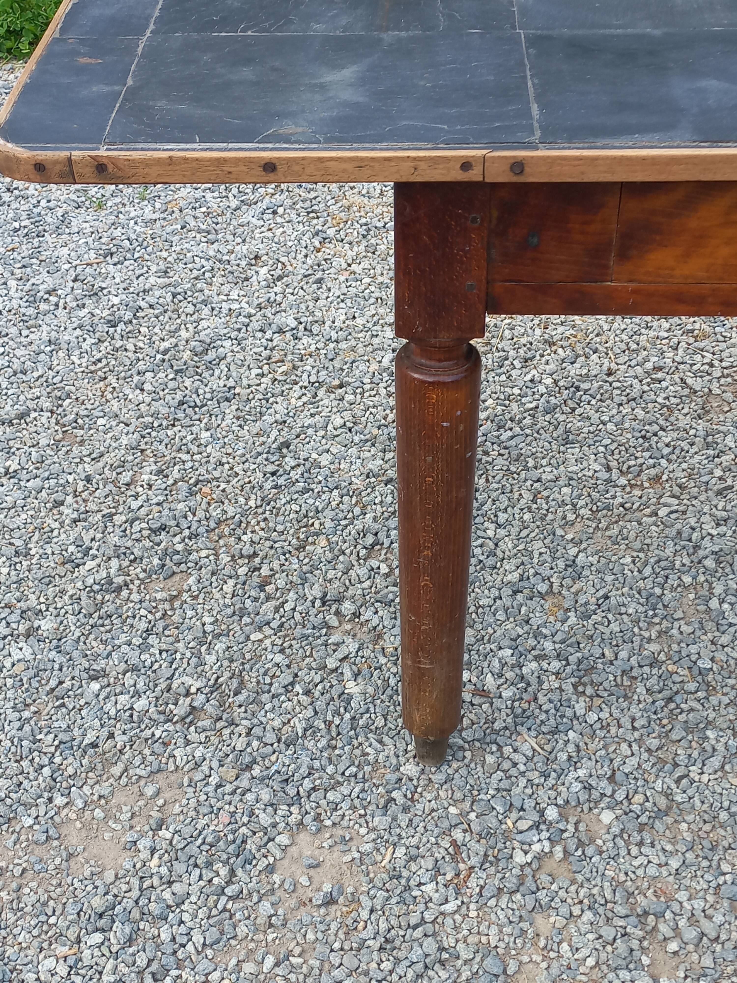 Farmhouse table, late 19th/early 20th century, 6 drawers, slate top 2