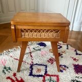 Bedside wood and rattan