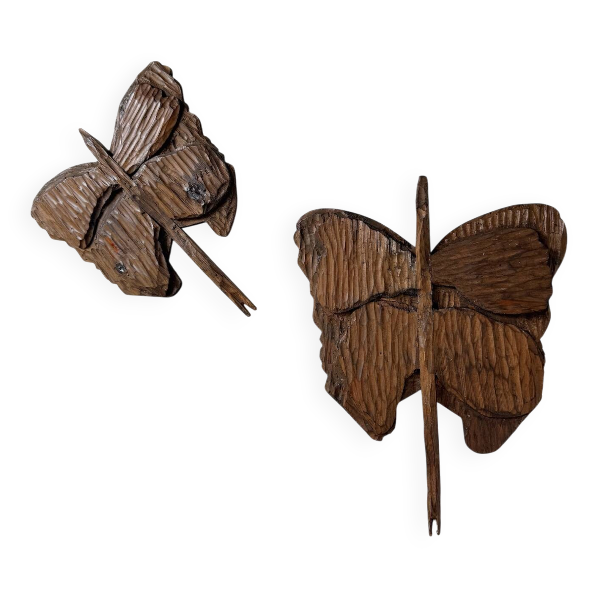 Set of 2 butterfly wall decorations sculptures 1900