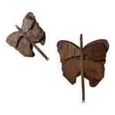 Set of 2 butterfly wall decorations sculptures 1900