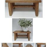 Vintage solid pine slatted low stool