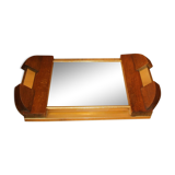 Golden aluminum wooden tray & rectangular mirror circa 1950