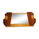 Golden aluminum wooden tray & rectangular mirror circa 1950