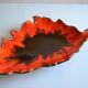 Large ceramic bowl in the shape of Corsica, orange and brown, vintage 70s