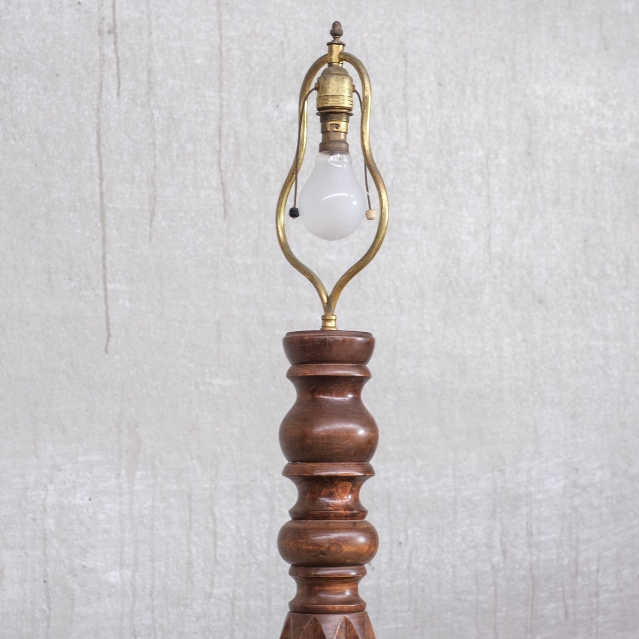 Art Deco Geometric Oak French Mid-Century Floor Lamp