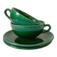 2 tasses à café anciennes vertes en faïence de Saint Clément