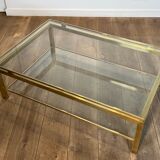 Modernist coffee table in brass and glass tops by Guy Lefèvre for Maison Jansen.