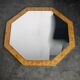 70s mirror, burl wood, metal frame