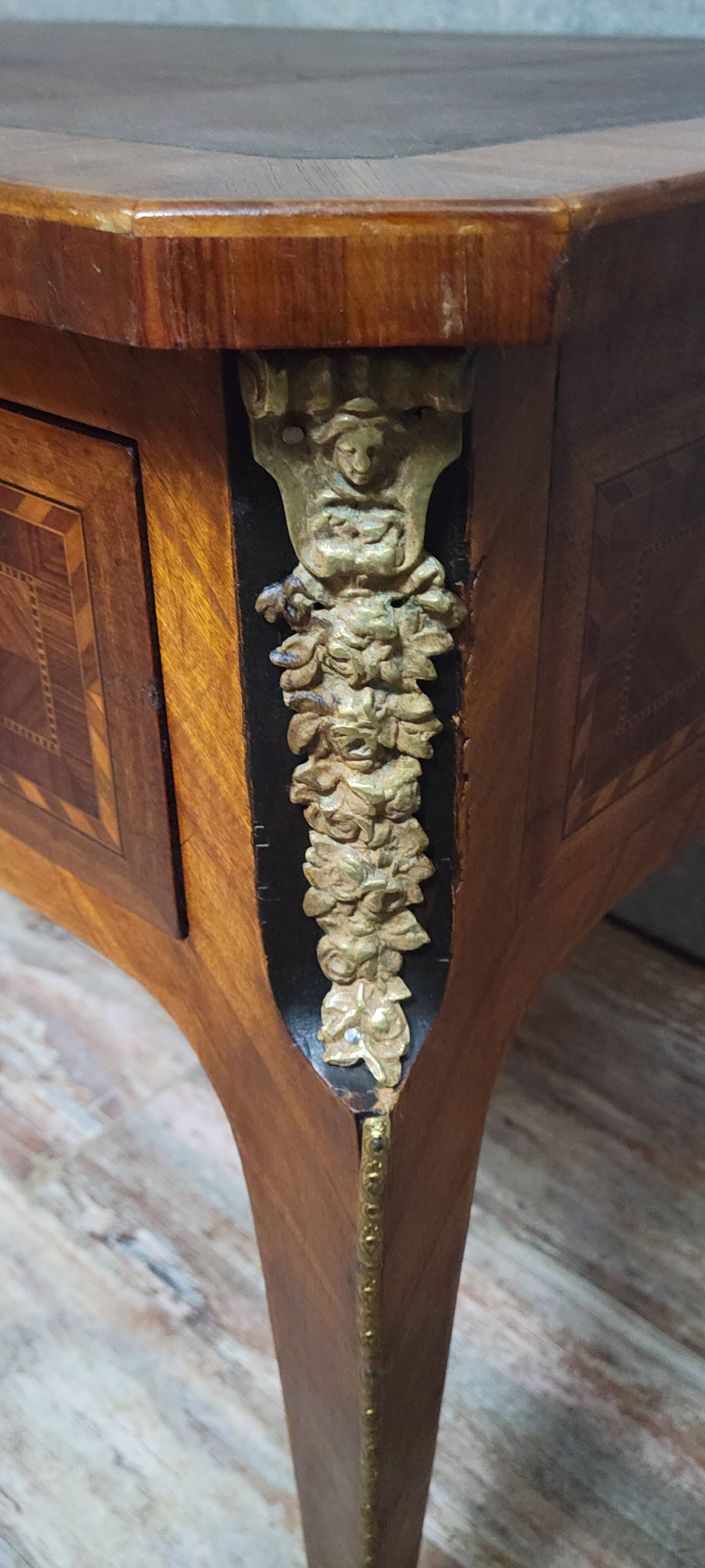 Louis XV style marquetry center desk