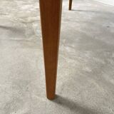 Scandinavian round teak table with extension