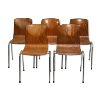 Series of 4 stackable Pagholz chairs