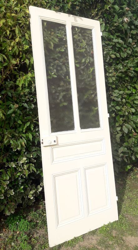 Old translucent glass communication door 82.5x214.2cm