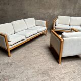Ensemble canapés fauteuil table basse design 1980