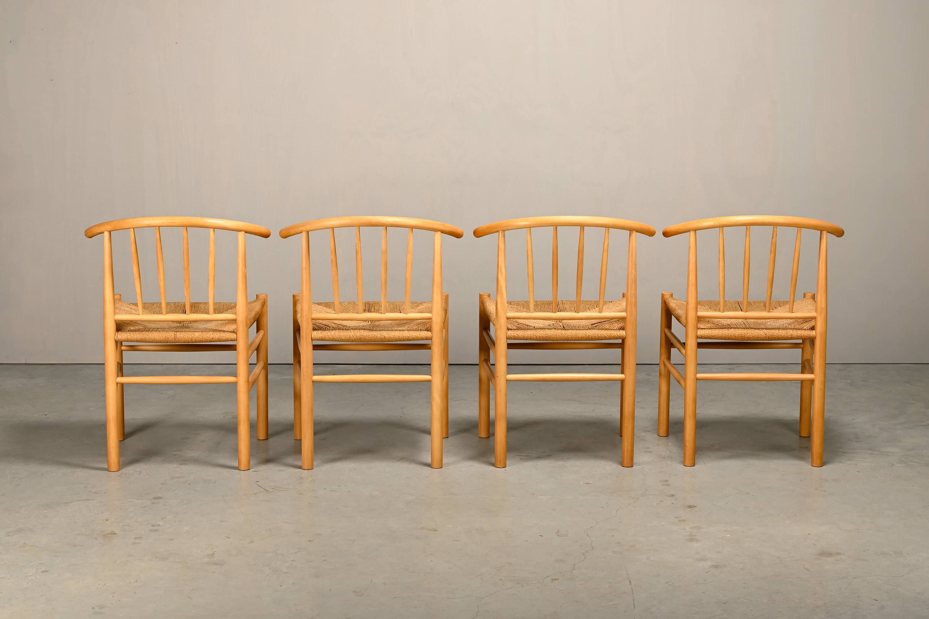 Erik Ole Jørgensen J151 Dining Chairs in beech and papercord for FDB Møbler
