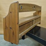 Brutalist solid pine wall mounted cabinet, Germany 1970s