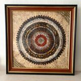 Vintage mosaic frame with butterfly wings