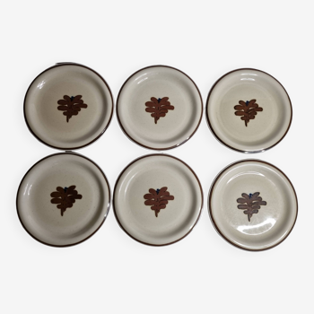 Set of 6 vintage dessert plates in enameled stoneware abstract decor "Thomas Germany", 20 cm