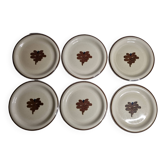 Ensemble de 6 assiettes à dessert vintage en grès émaillé décor abstrait "Thomas Germany", 20 cm