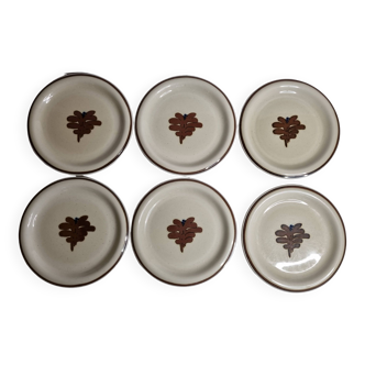 Set of 6 vintage dessert plates in enameled stoneware abstract decor "Thomas Germany", 20 cm
