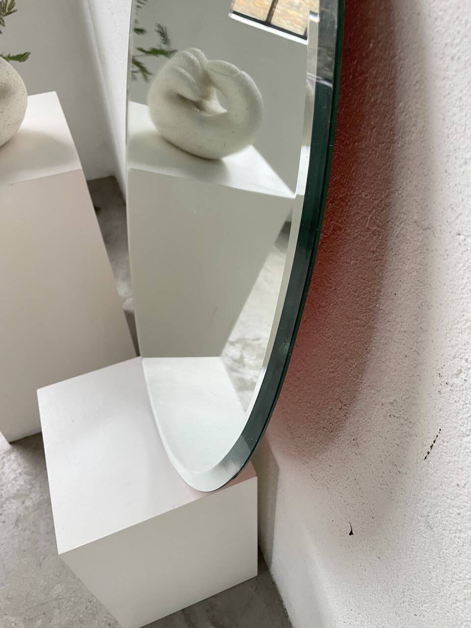 1950s oval beveled mirror