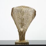 Rare brass lamp stones by Henri Fernandez for Maison Honoré 1970