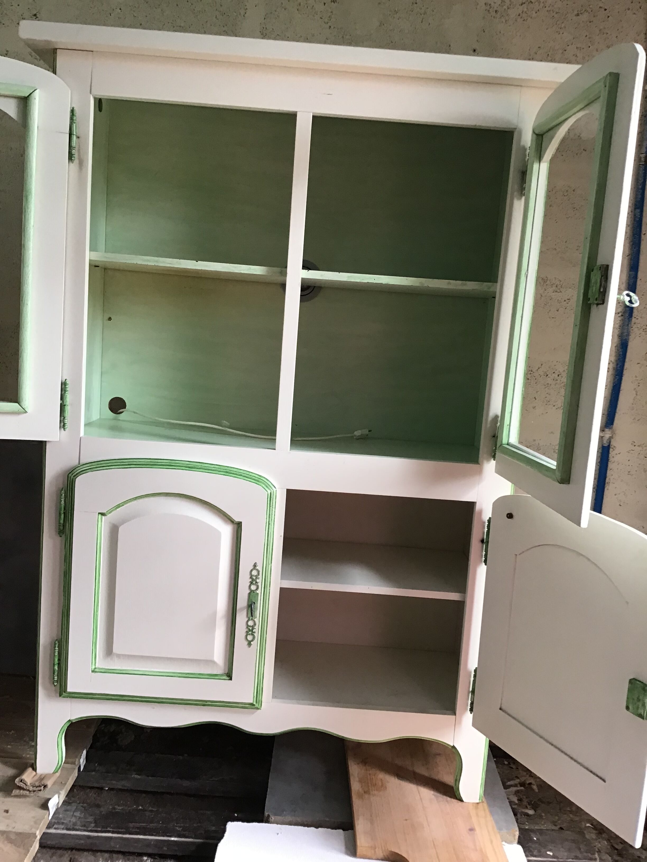 Cerusee showcase in solid oak.