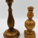 Pair of wooden candle holders