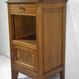 ART DECO OAK AND MARBLE BEDSIDE TABLE