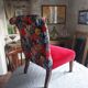 Velvet upholstered armchair
