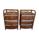 Pair of two vintage rattan and wicker bedside tables - from the 60s/70s