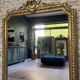 Miroir de cheminée Napoléon III 150,5/120cm, doré à la feuille d’or