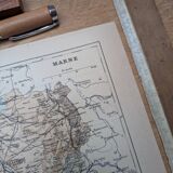 Map of the Marne, 1889. Authentic Vintage.