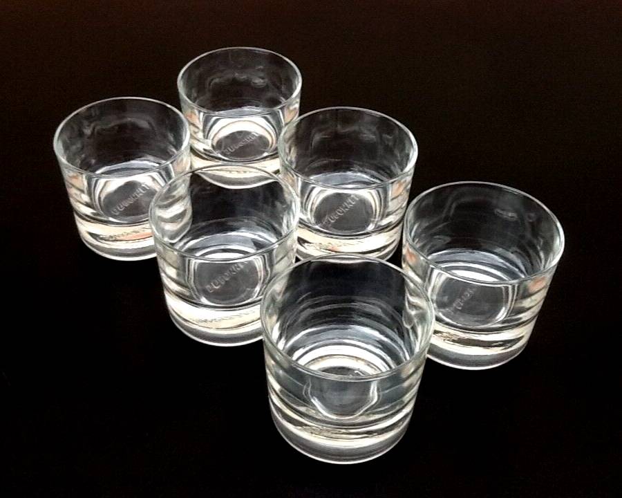 6 Dubonnet aperitif glasses Thick transparent glass