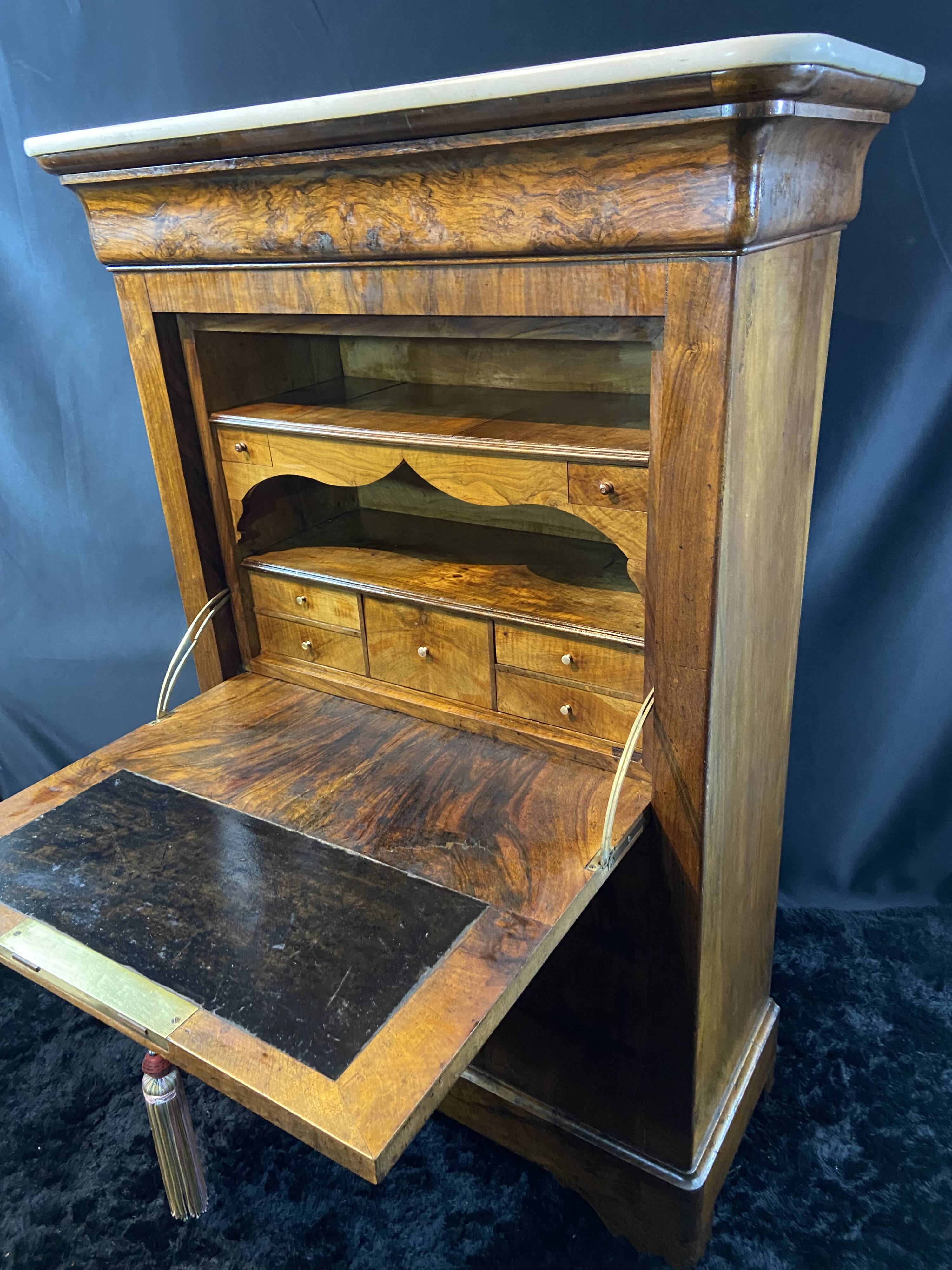 Secrétaire XIXe en noyer d'époque Louis-Philippe