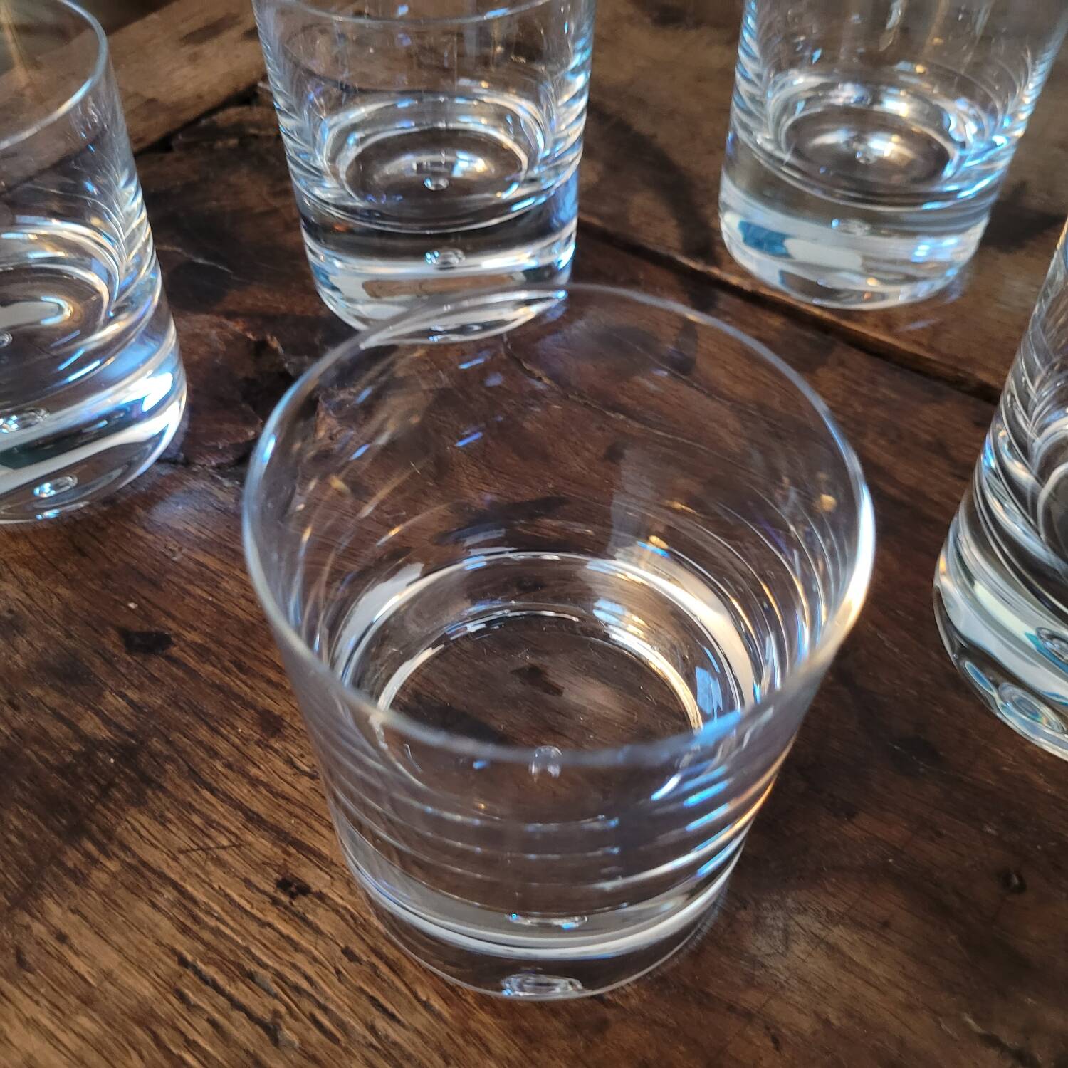 5 thick-bottomed bubble glasses – Scandinavian design, 1970s