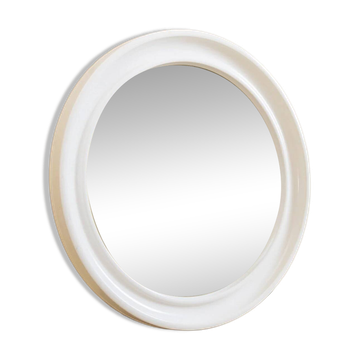Round wall mirror Carrara & Matta - Vintage white mirror - Made in Italy - 1970s