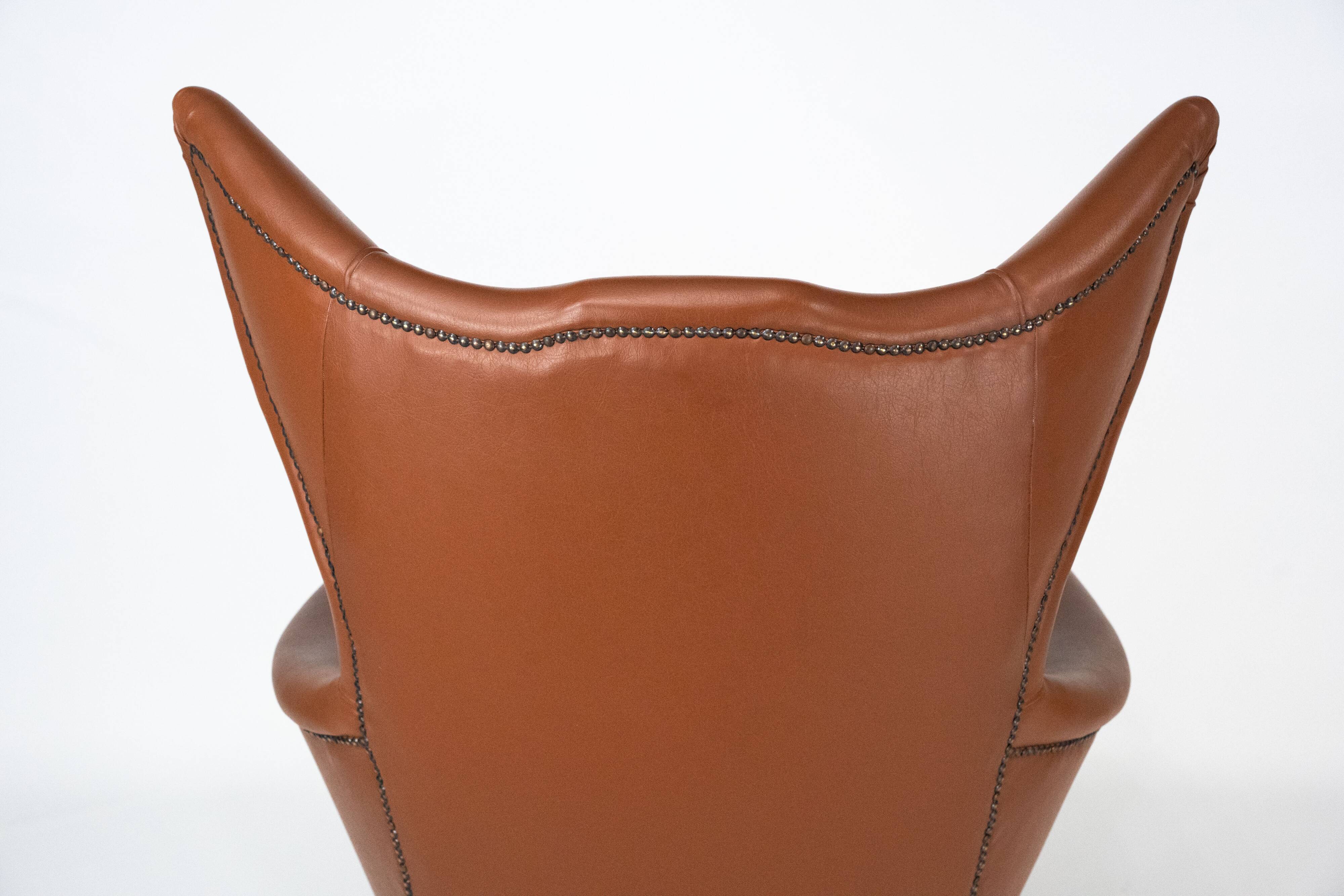 Mid-Century Italian Wingback Armchair in Leatherette, 1950s